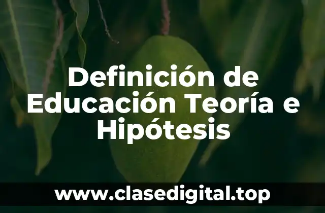 Definición de Educación Teoría e Hipótesis