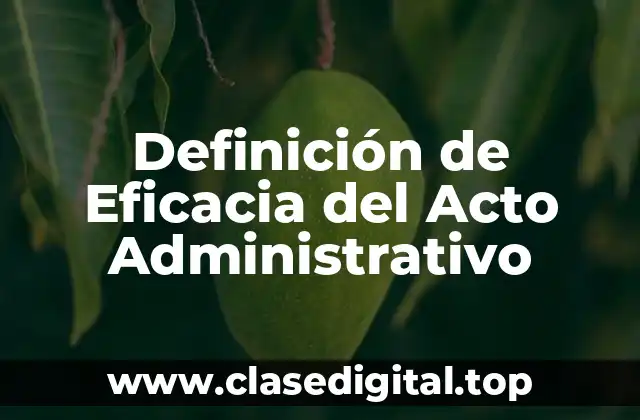 Definición de Eficacia del Acto Administrativo