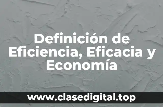 Definición de Eficiencia, Eficacia y Economía