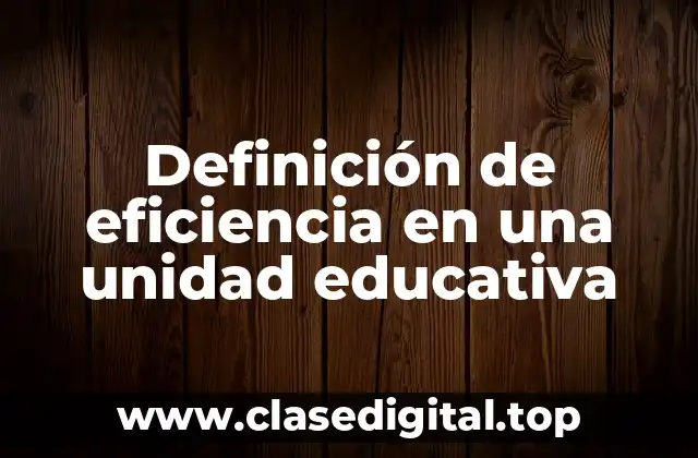 Definición de eficiencia en una unidad educativa