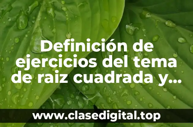 Definición de ejercicios del tema de raiz cuadrada y potencias