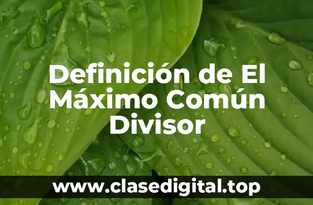 Definición de El Máximo Común Divisor