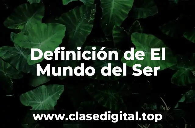 Definición de El Mundo del Ser