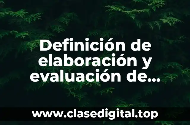 Definición de elaboración y evaluación de proyectos de inversión