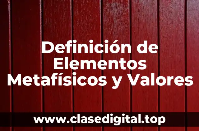 Definición de Elementos Metafísicos y Valores