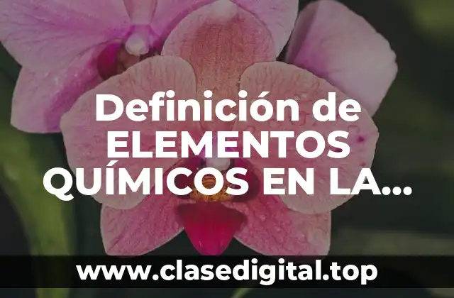 Definición de ELEMENTOS QUÍMICOS EN LA VIDA COTIDIANA