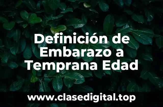 Definición de Embarazo a Temprana Edad