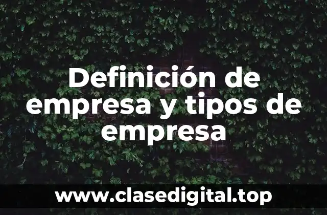 Definición de empresa y tipos de empresa