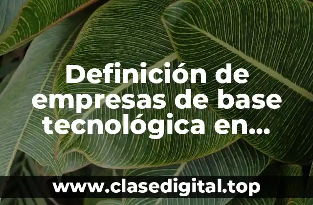 Definición de empresas de base tecnológica en México