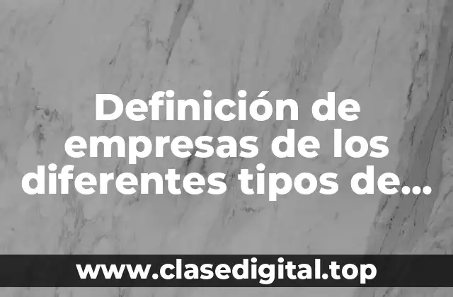 Definición de empresas de los diferentes tipos de sociedades