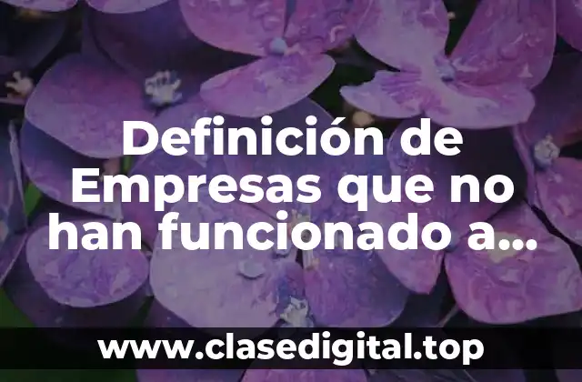 Definición de Empresas que no han funcionado a nivel mundial