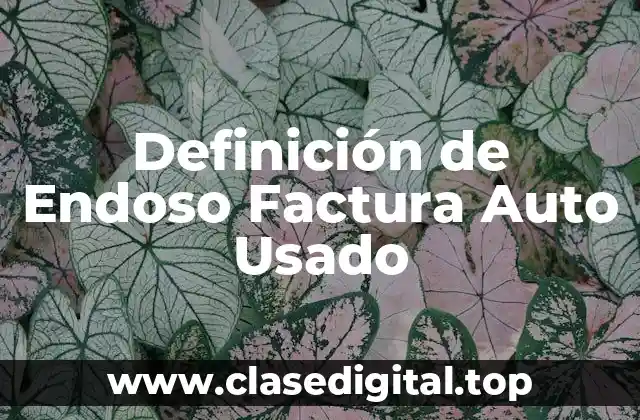 Definición de Endoso Factura Auto Usado