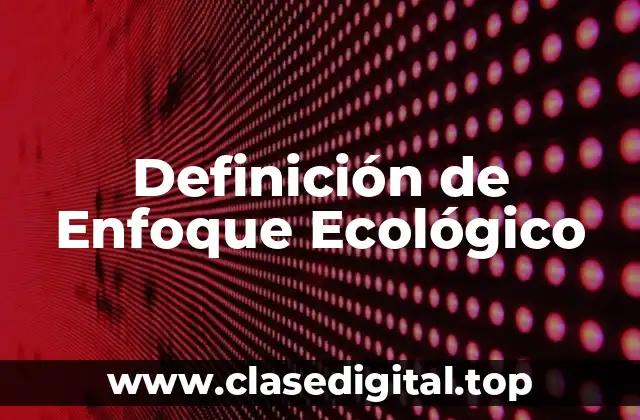 Definición de Enfoque Ecológico
