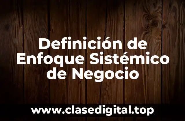 Definición de Enfoque Sistémico de Negocio