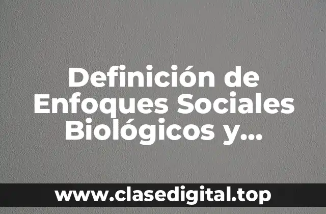 Definición Técnica de Enfoque Social Biológico y Dinámico