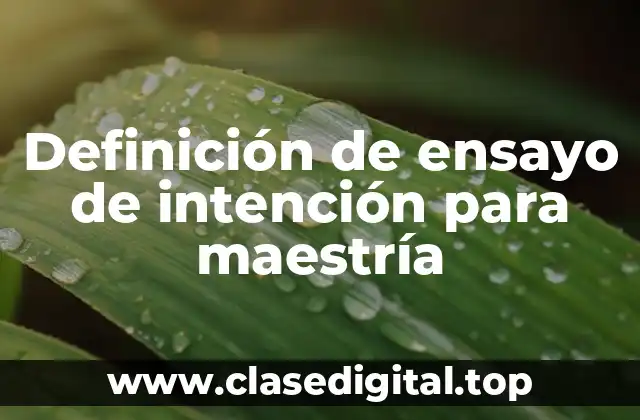 Definición de ensayo de intención para maestría