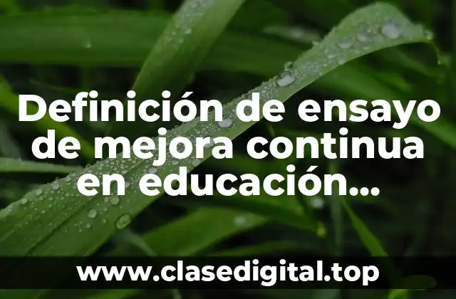 Definición de ensayo de mejora continua en educación especial