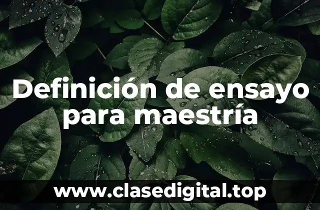 Definición de ensayo para maestría