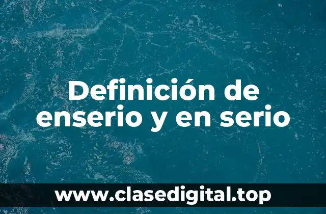 Definición de enserio y en serio