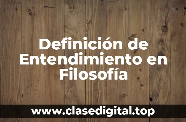 Definición de Entendimiento en Filosofía