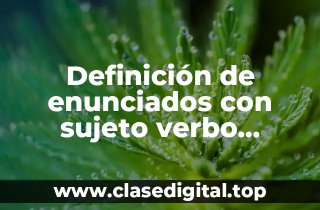 Definición de enunciados con sujeto verbo predicado y adjetivo calificativo