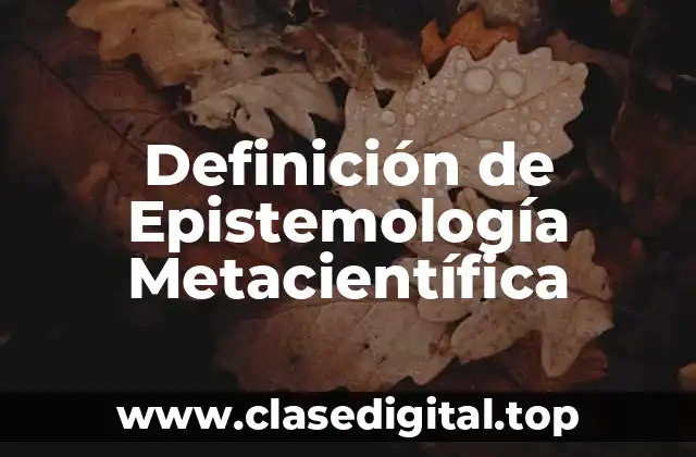 Definición de Epistemología Metacientífica