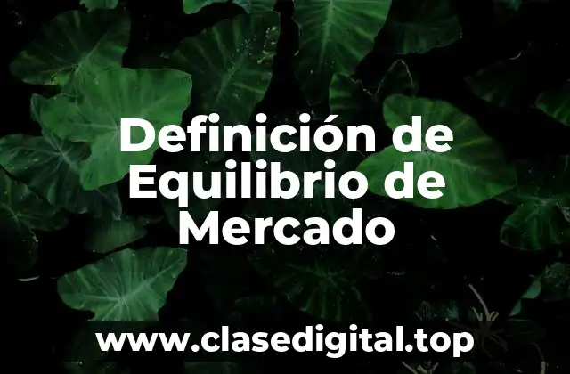 Definición técnica de Equilibrio de Mercado