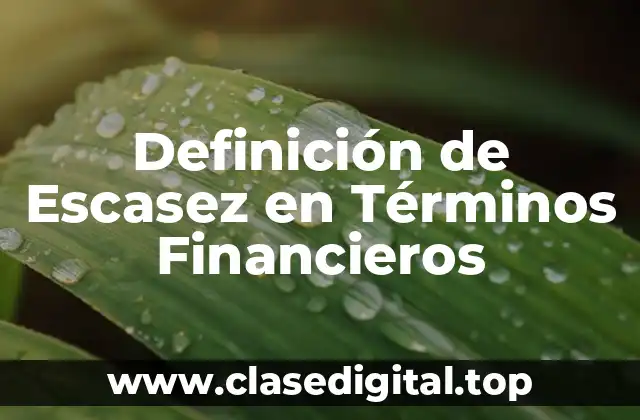 Definición de Escasez en Términos Financieros