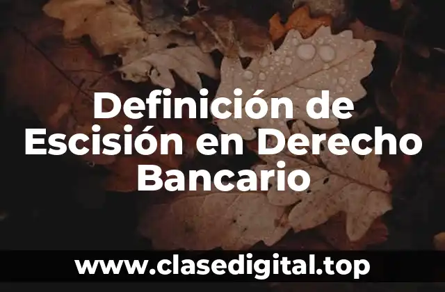 Definición de Escisión en Derecho Bancario