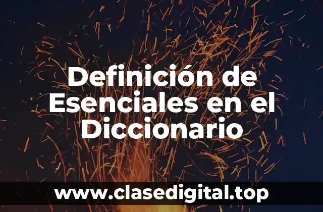 Definición de Esenciales en el Diccionario