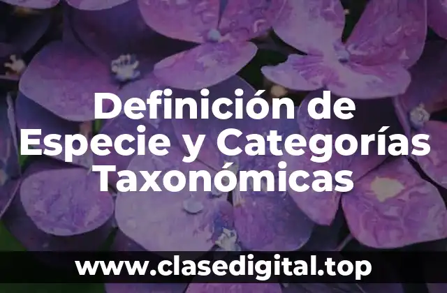 Definición de Especie y Categorías Taxonómicas
