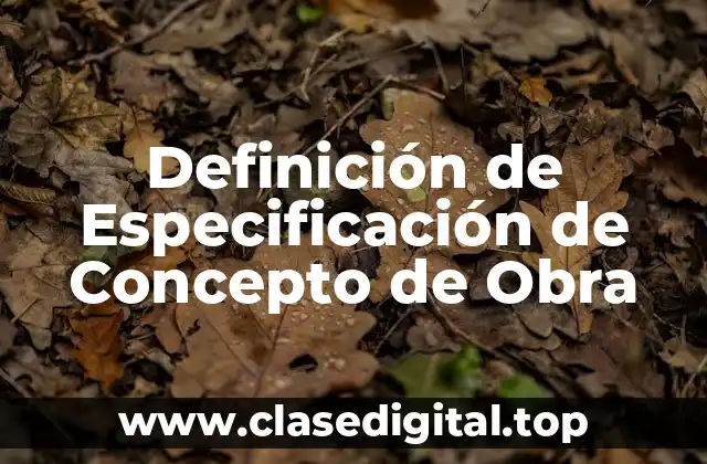 Definición de Especificación de Concepto de Obra