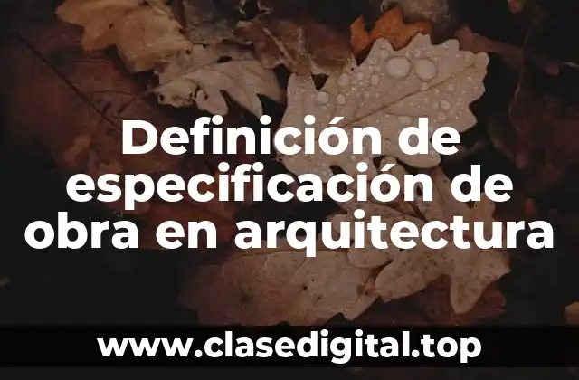 Definición de especificación de obra en arquitectura