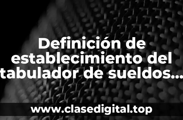 Ejemplos de establecimiento del tabulador de sueldos y salarios