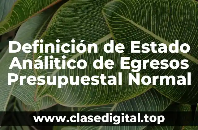 Definición de Estado Análitico de Egresos Presupuestal Normal