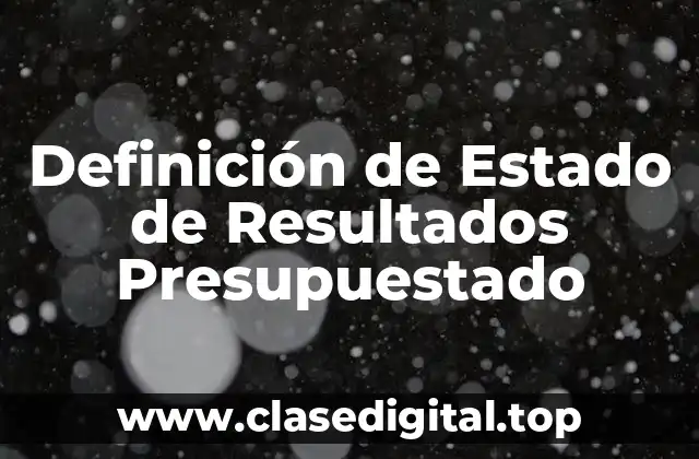 Definición de Estado de Resultados Presupuestado