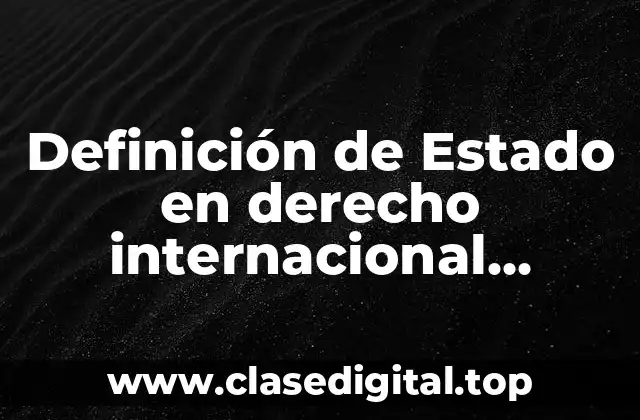 Definición de Estado en derecho internacional público