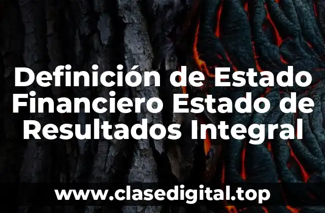 Definición de Estado Financiero Estado de Resultados Integral