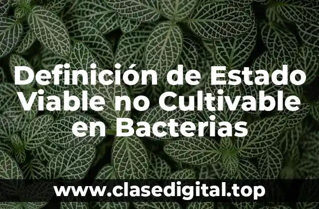 Definición de Estado Viable no Cultivable en Bacterias