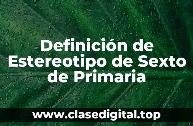 Definición de Estereotipo de Sexto de Primaria