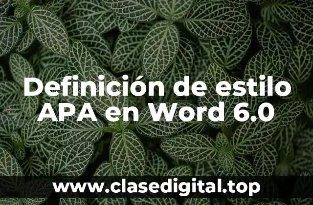 Definición de estilo APA en Word 6.0