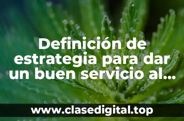Definición de estrategia para dar un buen servicio al cliente