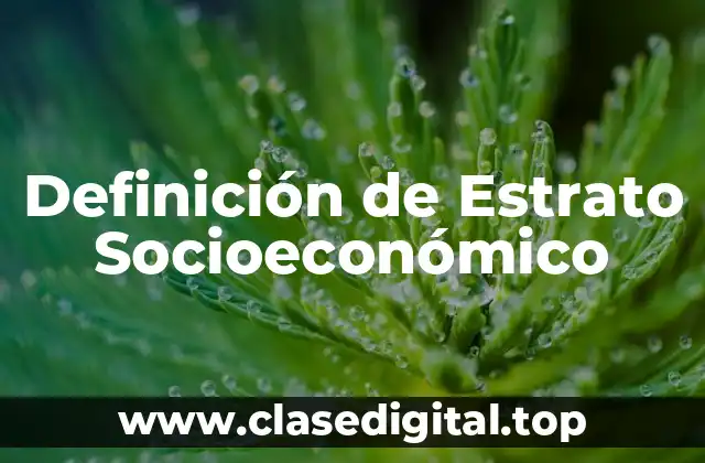 Definición de Estrato Socioeconómico