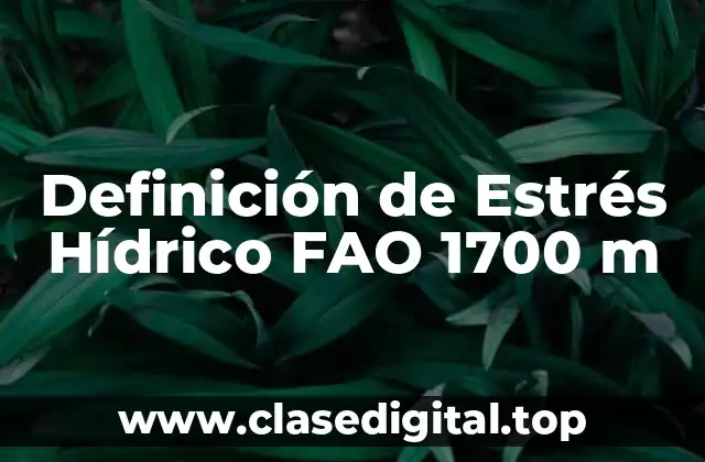 Definición de Estrés Hídrico FAO 1700 m