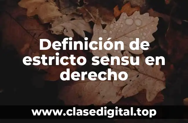 Definición de estricto sensu en derecho