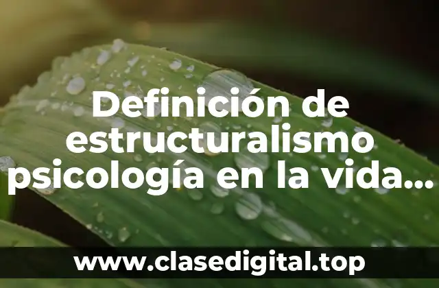 Definición de estructuralismo psicología en la vida cotidiana