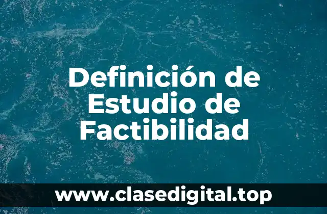 Definición de Estudio de Factibilidad