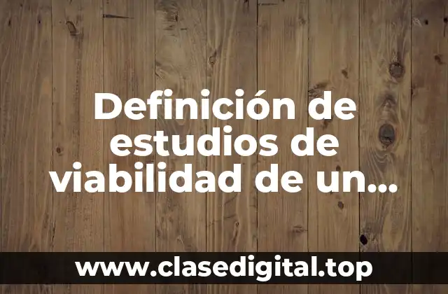Definición de estudios de viabilidad de un proyecto