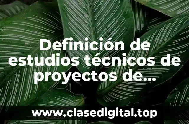 Definición de estudios técnicos de proyectos de inversión