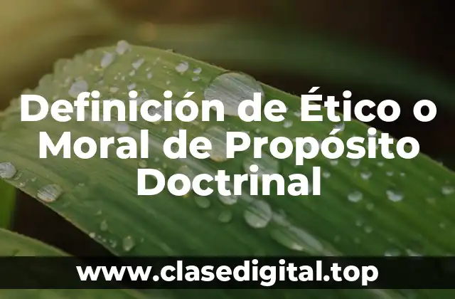 Definición de Ético o Moral de Propósito Doctrinal